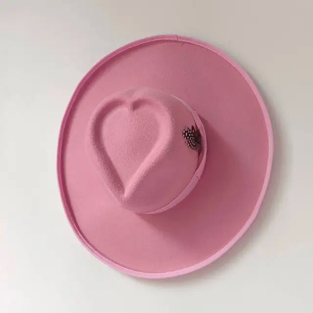 Breathable Cotton Blend Heart Fedora