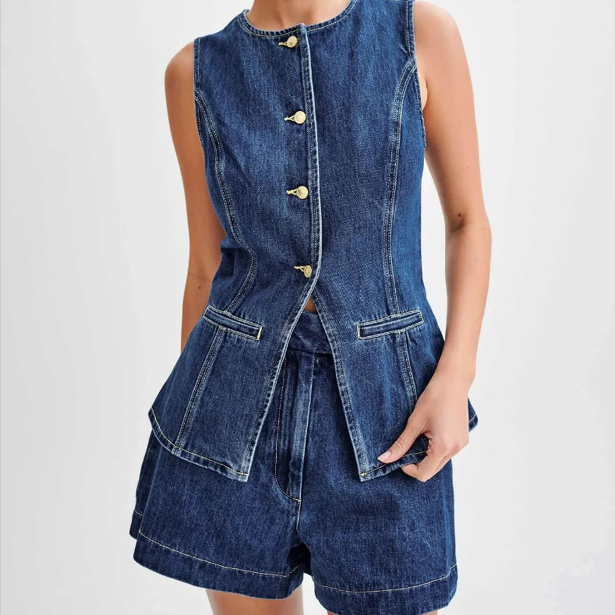 Denim Chic Two-Piece Set