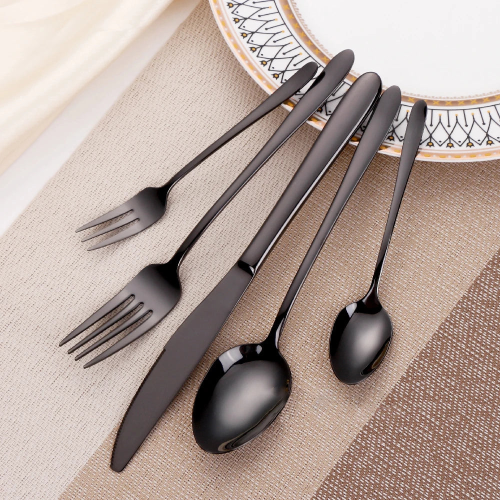 Elegance Endured Black Stainless Steel Cutlery Set