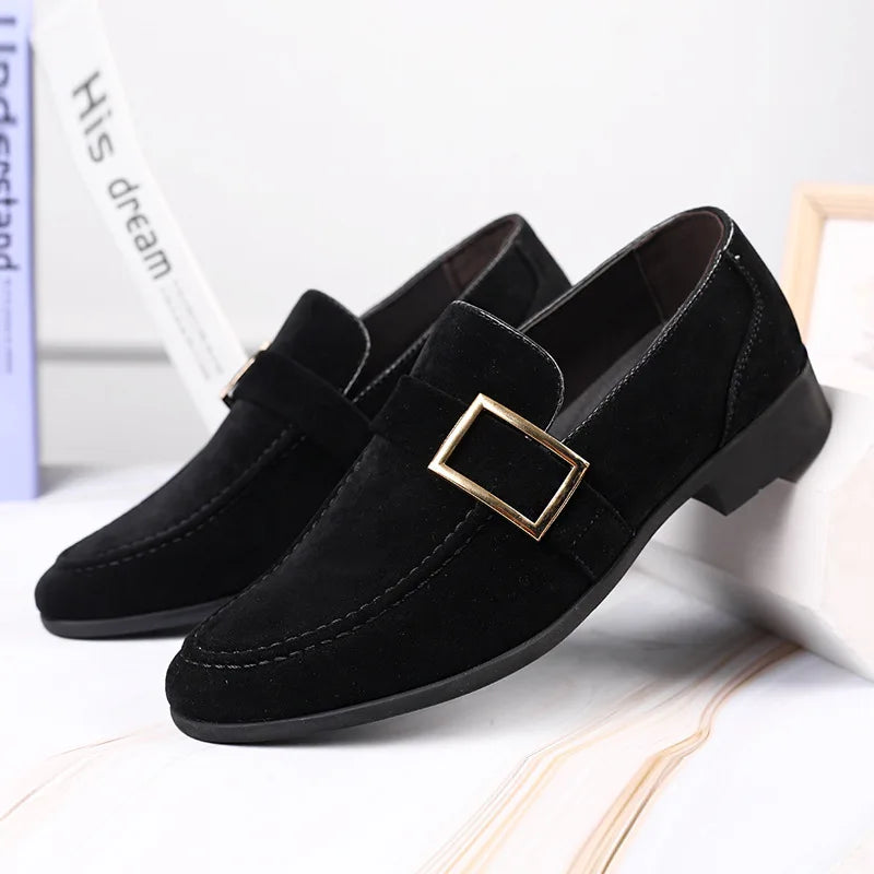 Premium Suede Buckle Loafers