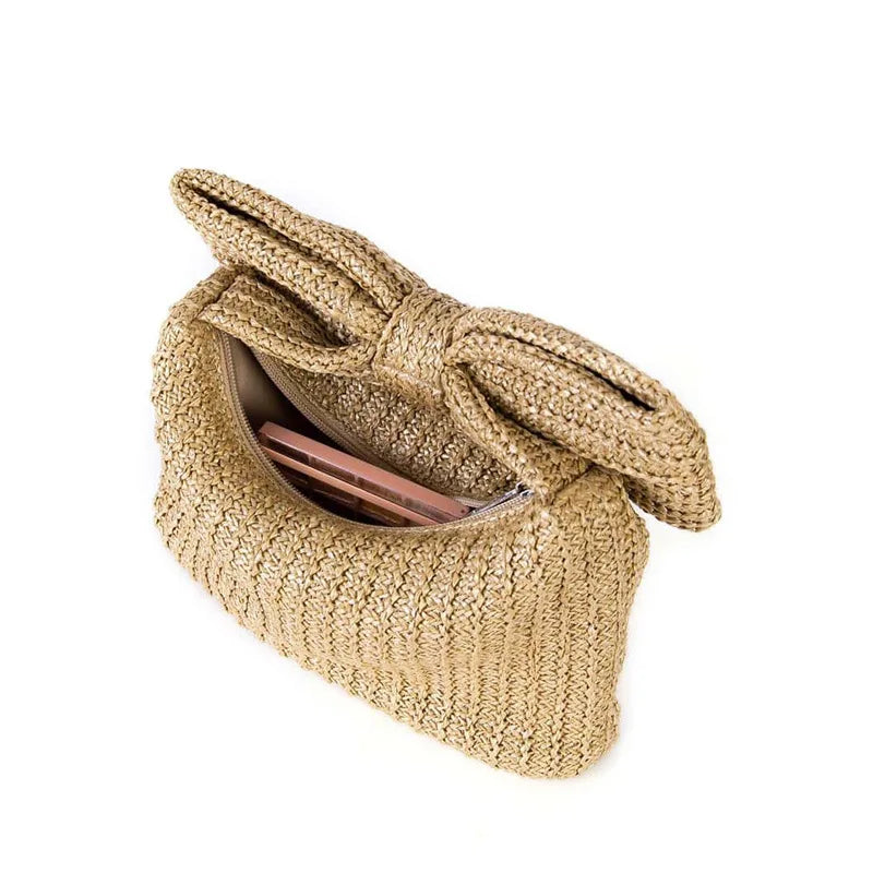 Bowknot Woven Clutch