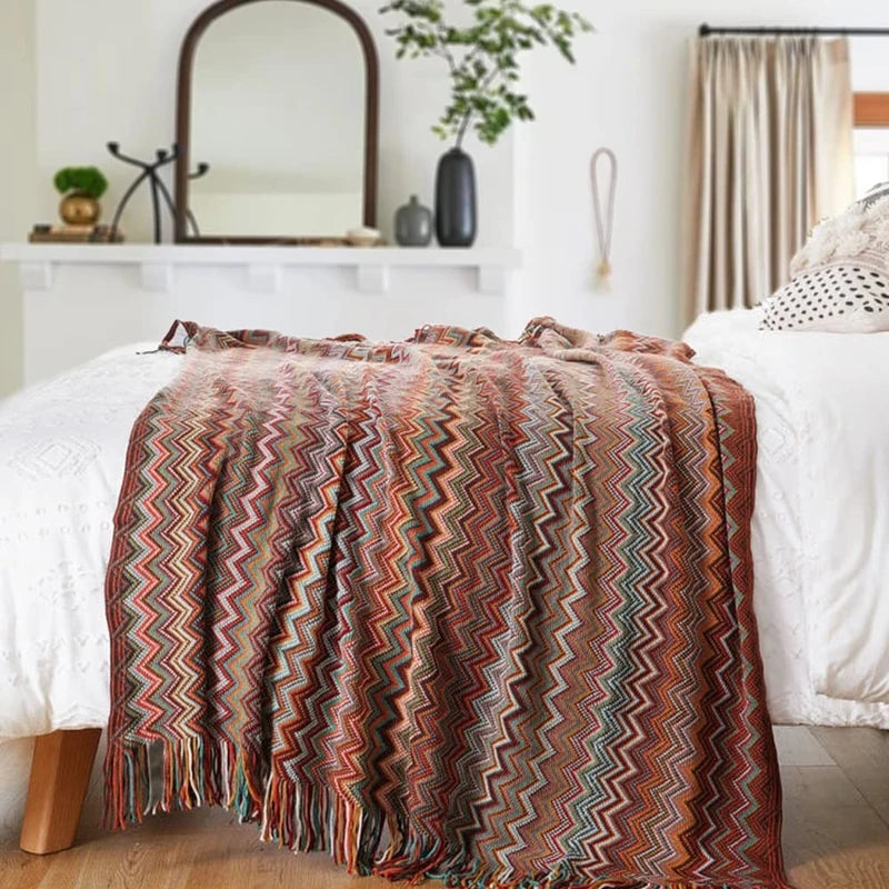 Farmhouse Boho Textured Woven Throw Blanket