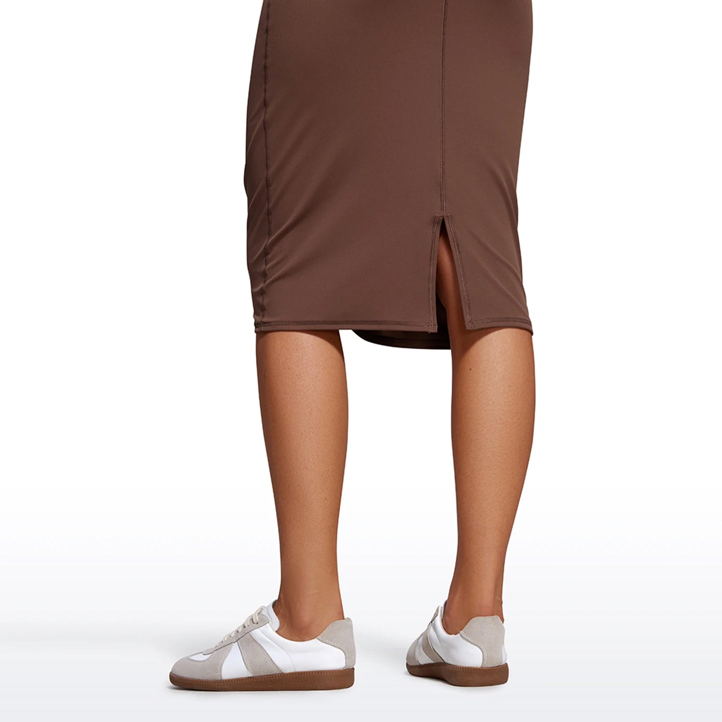 CRZ YOGA Women's Butterluxe Maternity Skirts Over the Belly Midi Stretchy Casual Pregnancy Skort with Slit Golf Work