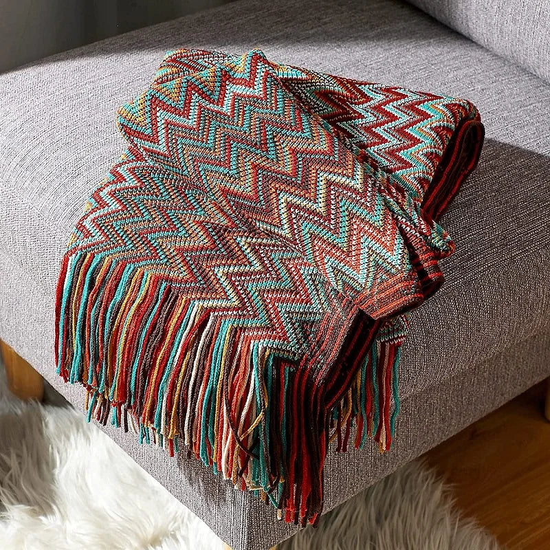 Farmhouse Boho Textured Woven Throw Blanket