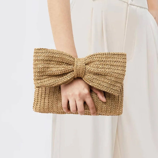 Bowknot Woven Clutch