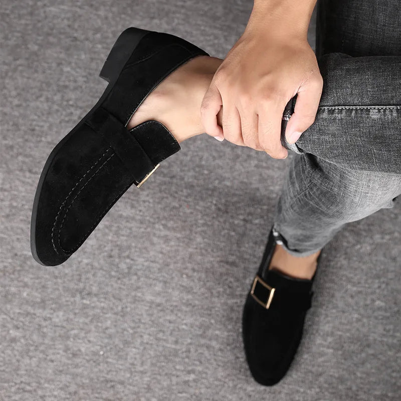 Premium Suede Buckle Loafers