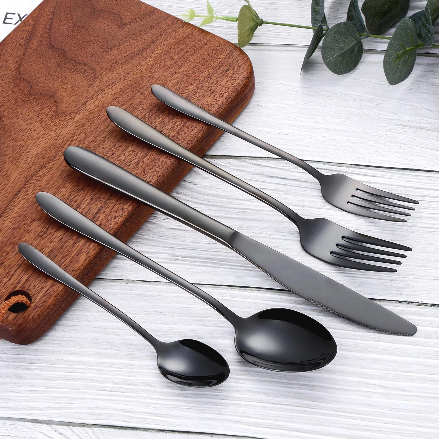 Elegance Endured Black Stainless Steel Cutlery Set