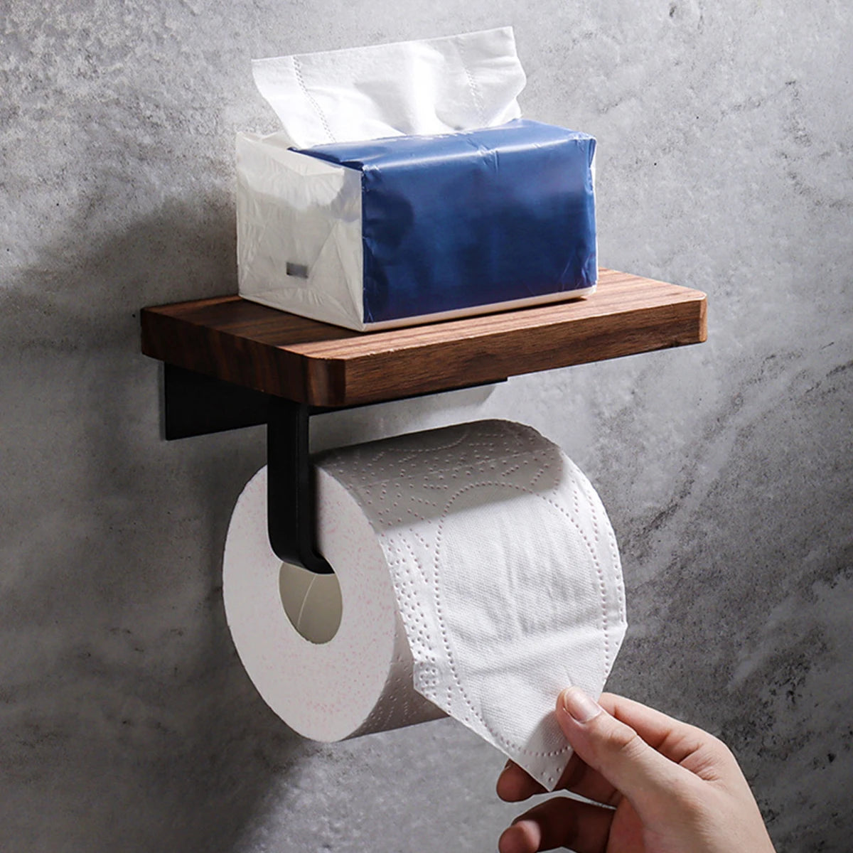 Wall-Mounted Wooden TP Hanger