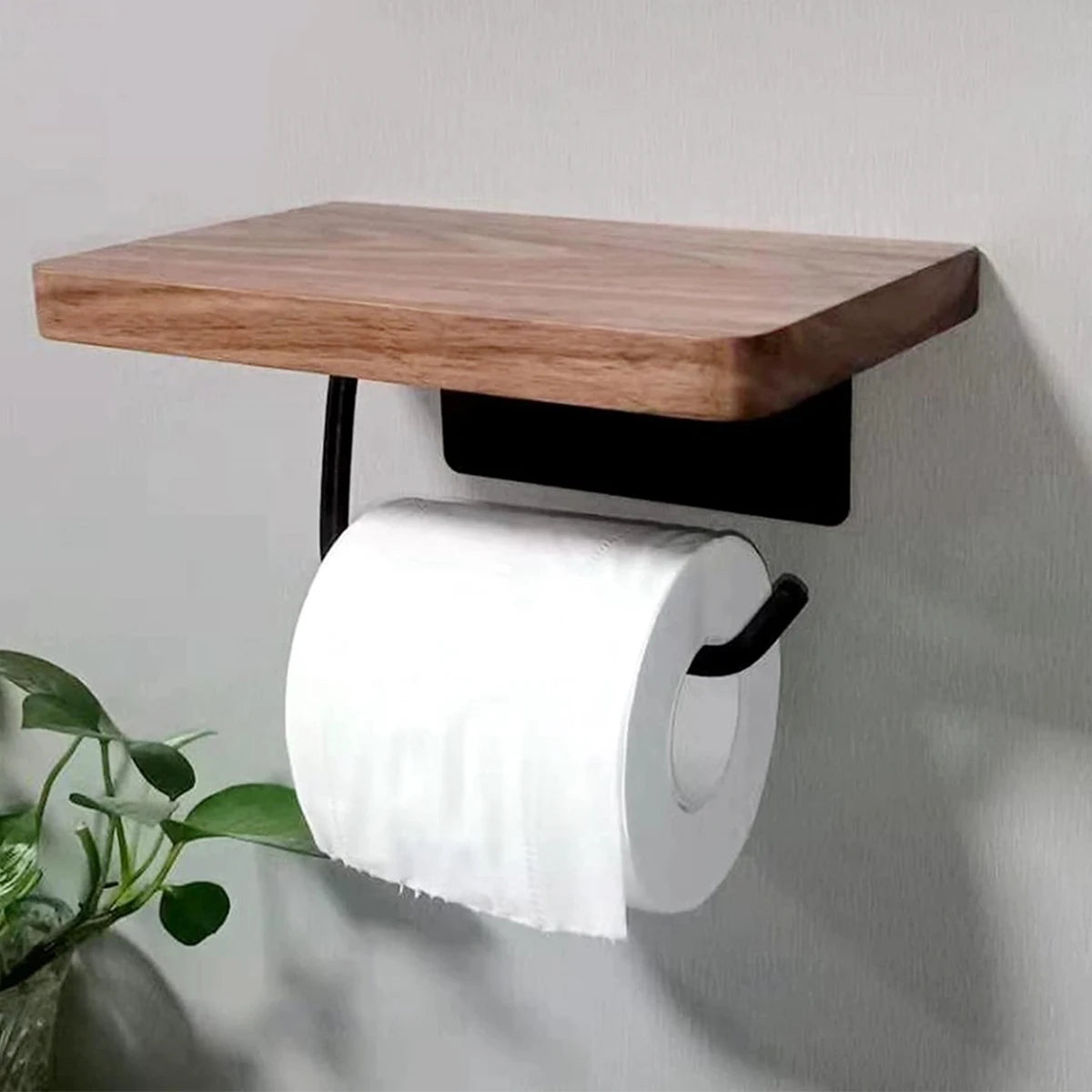 Wall-Mounted Wooden TP Hanger