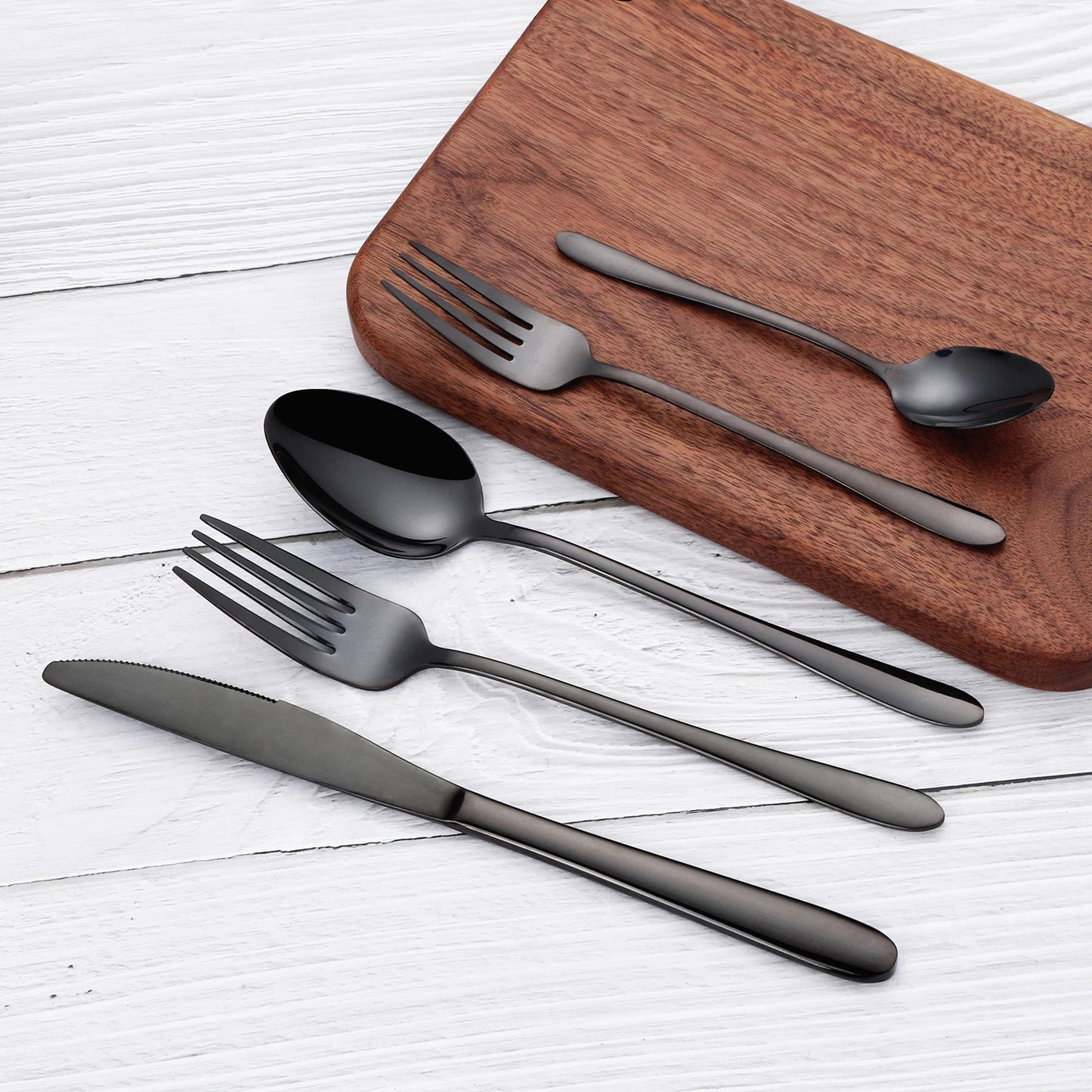 Elegance Endured Black Stainless Steel Cutlery Set