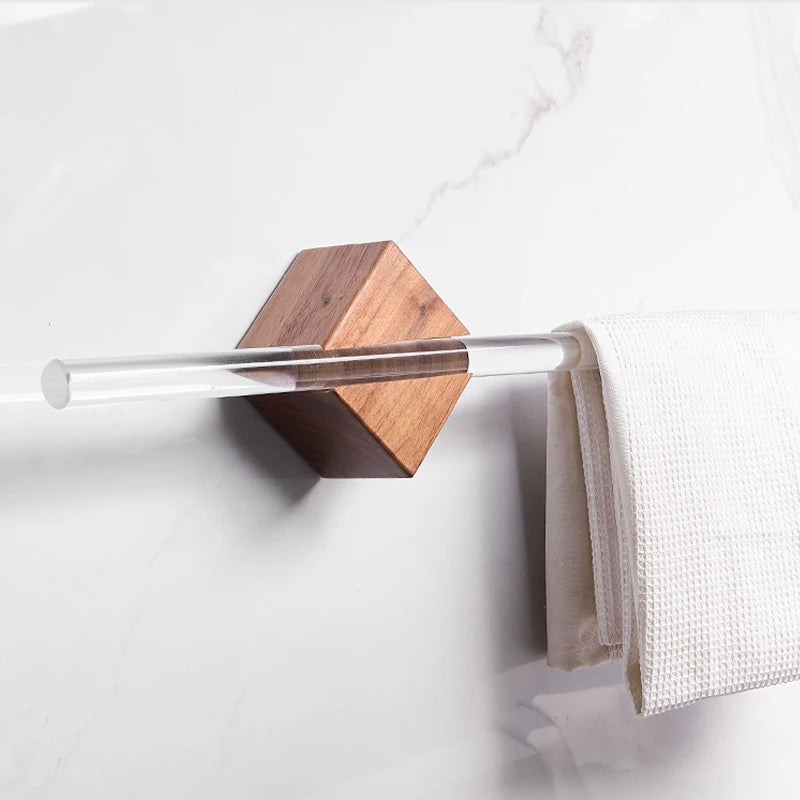 Modern Minimalist Wood and Metal Towel Rack