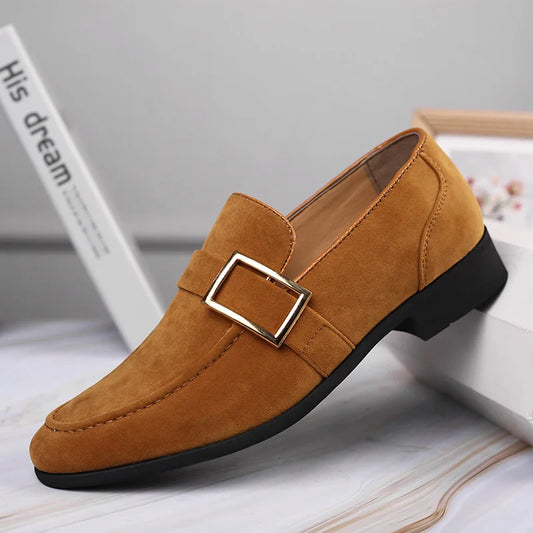 Premium Suede Buckle Loafers