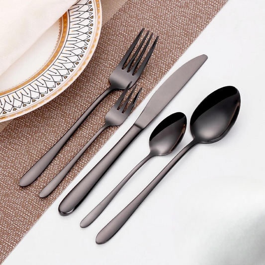 Elegance Endured Black Stainless Steel Cutlery Set