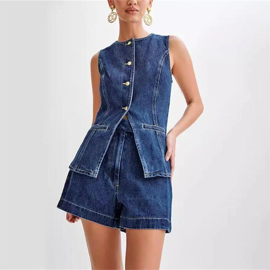 Denim Chic Two-Piece Set