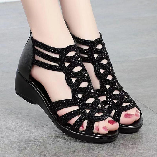 Soft Leather Roman Style Heels